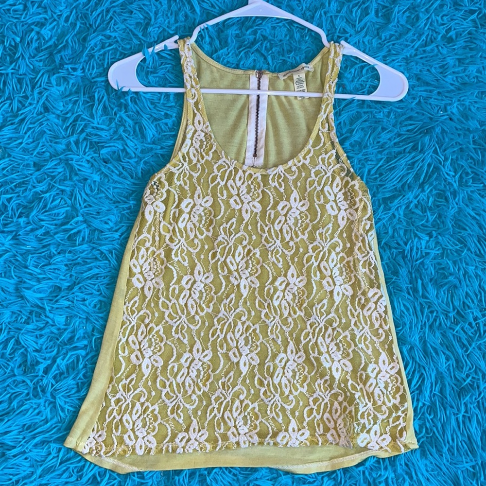 Ambience apparel yellow lace summer top